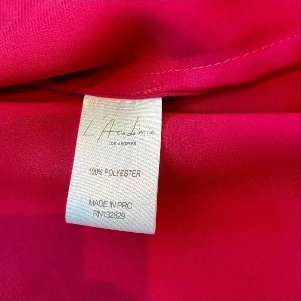 L'Academie Red Satin Tie-Front Cold-Shoulder Blouse Solid Minimalist Womens XS